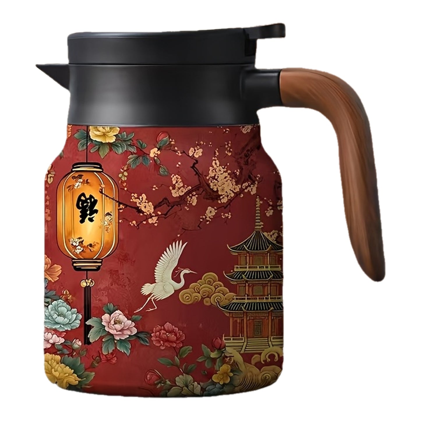 Théière élégante en inox – Motif floral