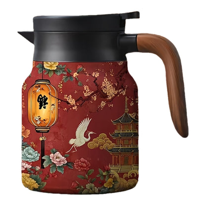 Théière élégante en inox – Motif floral